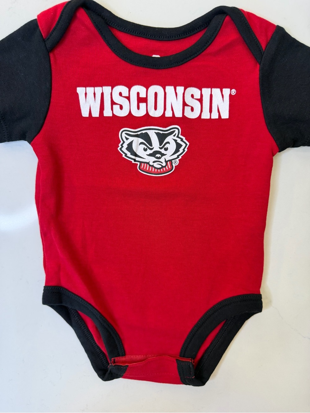Wisconsin Red & Black Infant Bodysuit - Team Logo One-Piece
